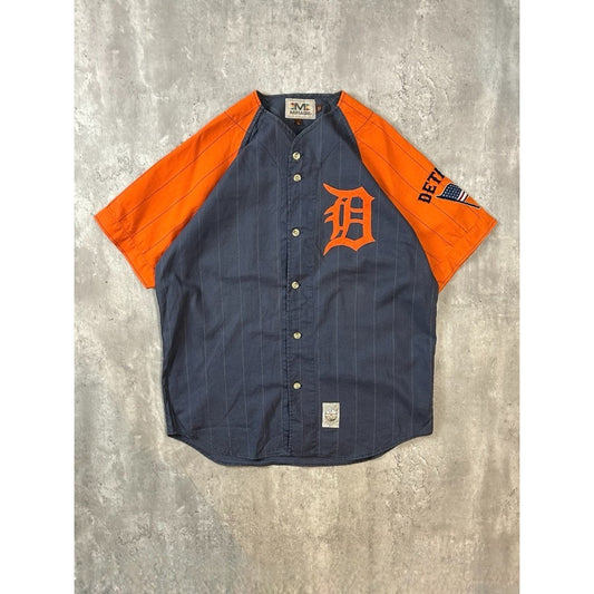 Vintage 90s Detroit Tigers MLB Pinstripe Stitched Baseball Jersey Size Large