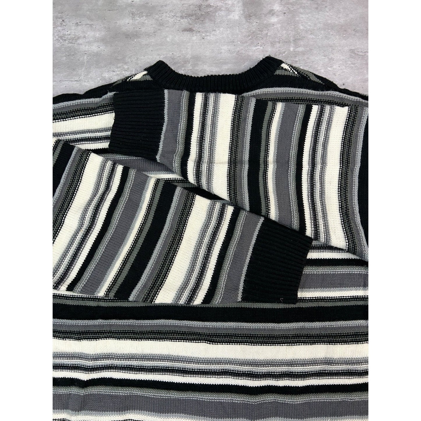 Vintage 90s 212 NYC Striped Pullover Ribbed Knit Sweater Size XL