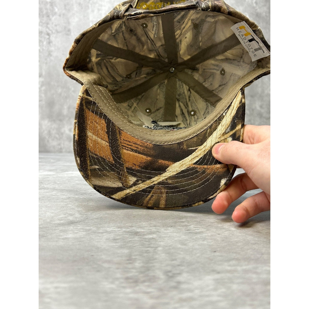 Vintage Gorilla Nuts Embroidered Logo Hunting Camo Strapback Hat OSFA
