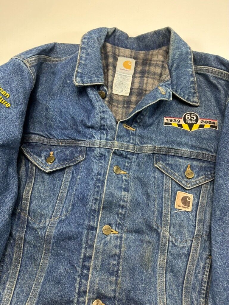 Vintage Carhartt Blanket Lined Denim Trucker Jacket Size Large J11DST