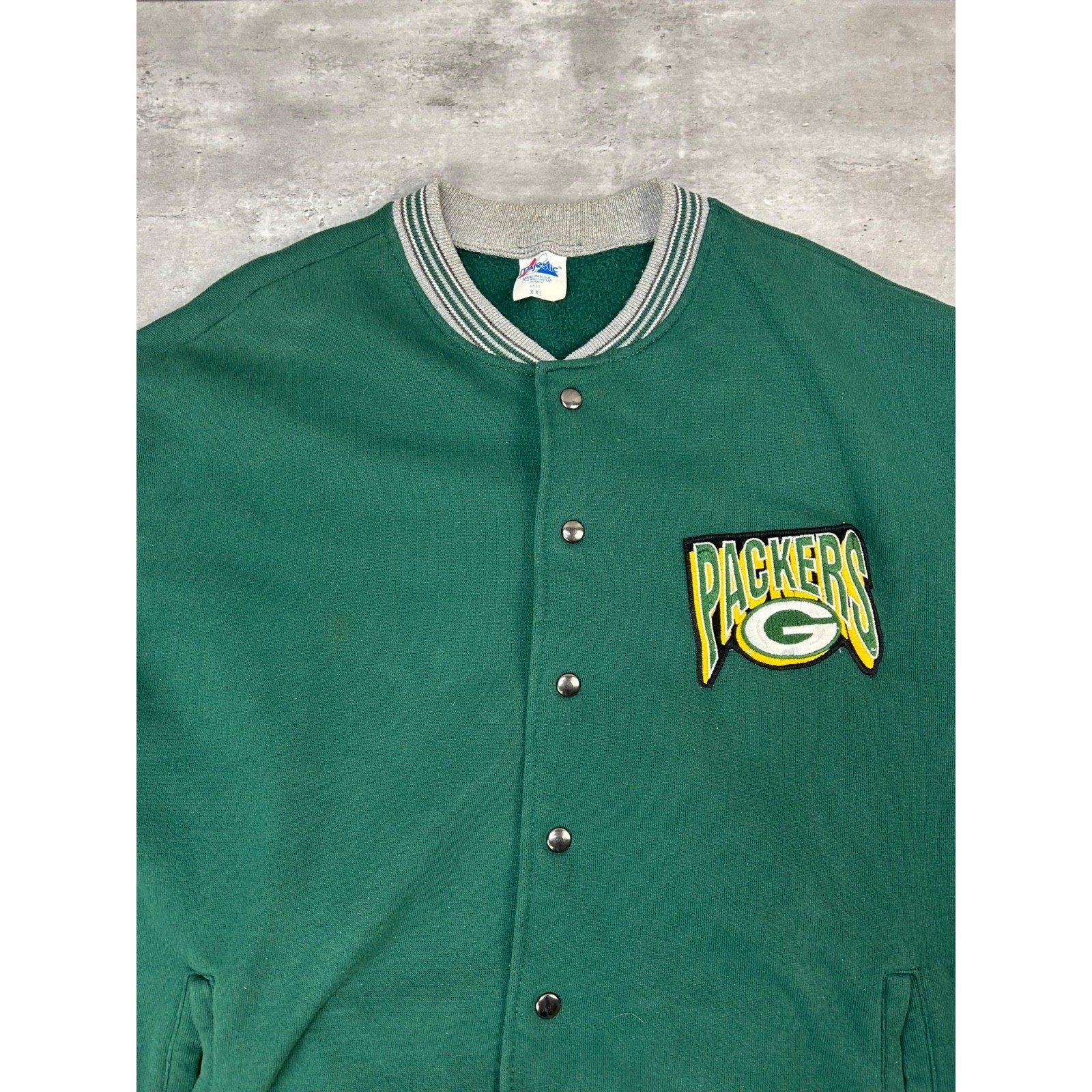 Vintage 90s Green Bay Packers NFL Embroidered Logo Bomber Jacket Size 2XL
