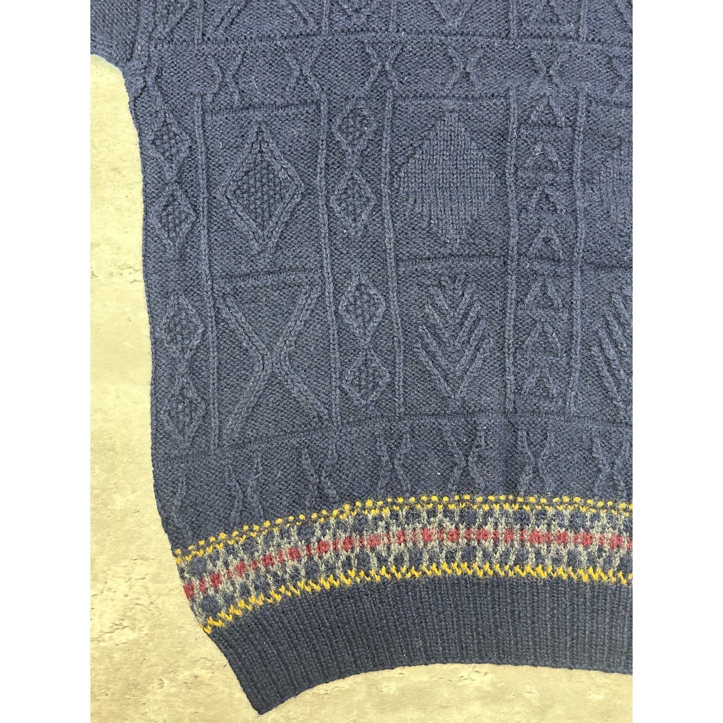 Vintage 90s Pattern Print Striped Ribbed Knit Sweater Size Large