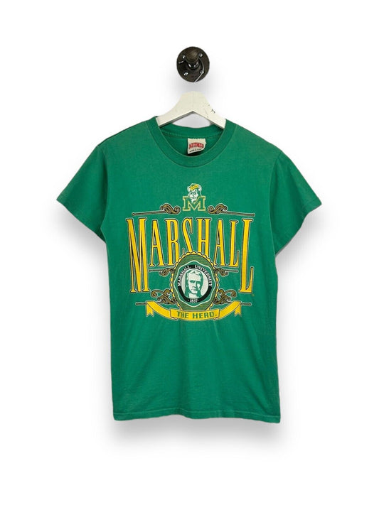 Vintage 90s Marshall University NCAA Collegiate Crest Graphic T-Shirt Size Large