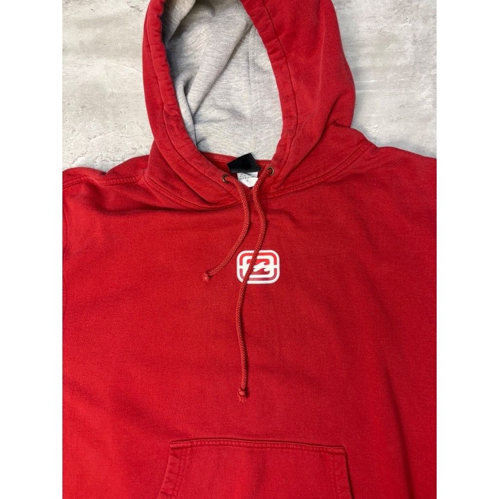Vintage Y2K Billabong Middle Logo Pullover Hooded Red Sweatshirt Size Large