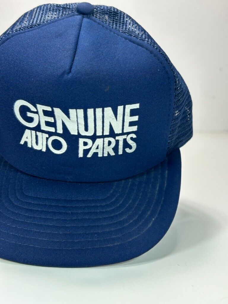 Vintage 80s Genuine Auto Parts Graphic Spellout Trucker Snapback Hat OSFA