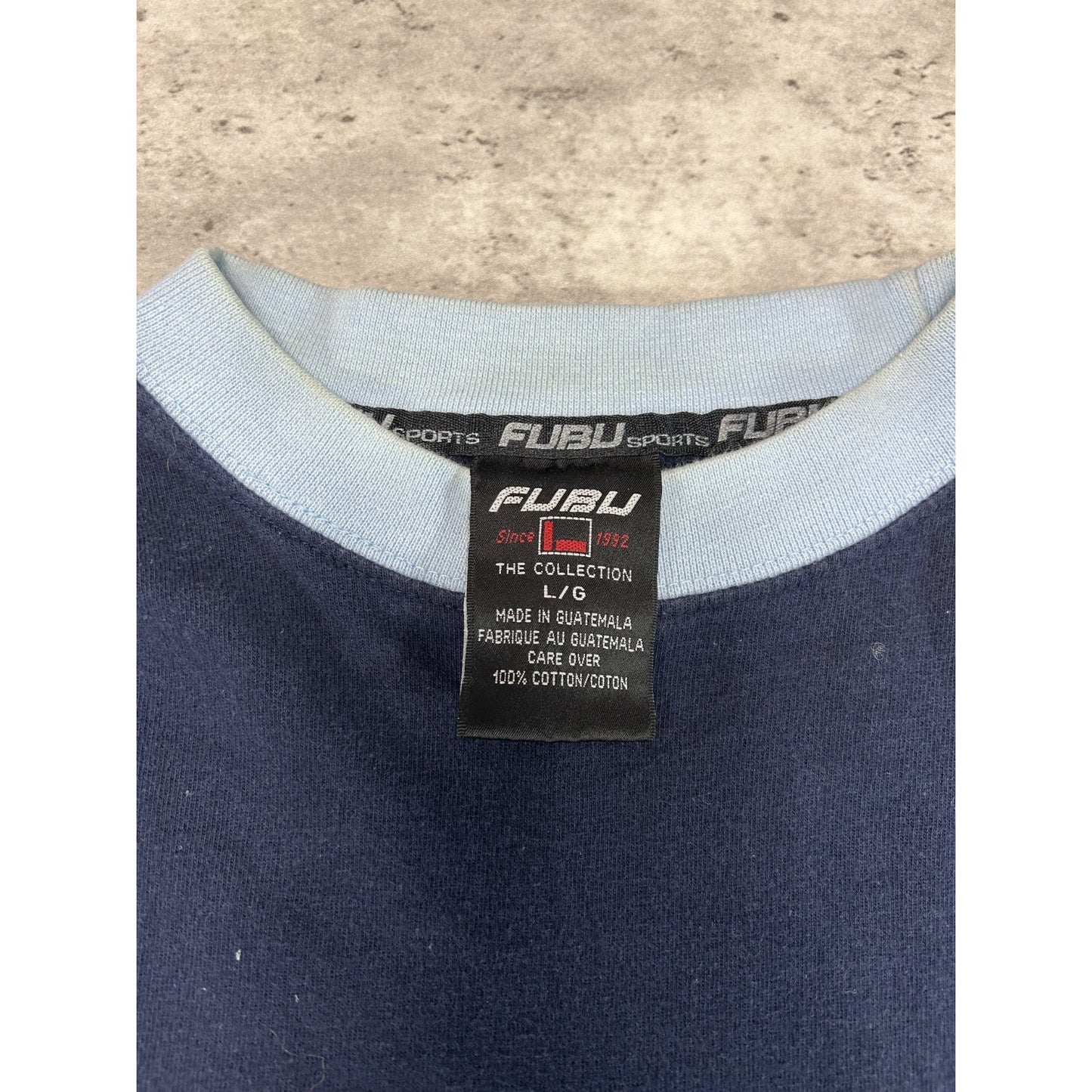 Vintage Y2K Fubu 05 Embroidered Patch Two Tone Long Sleeve T-Shirt Size Large
