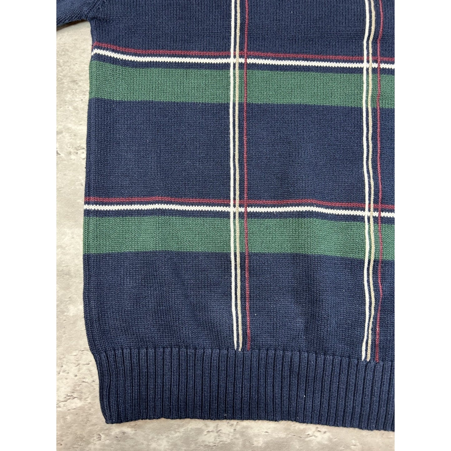 Vintage 90s Dockers Plaid Print Pullover Ribbed Knit Sweater Size XL