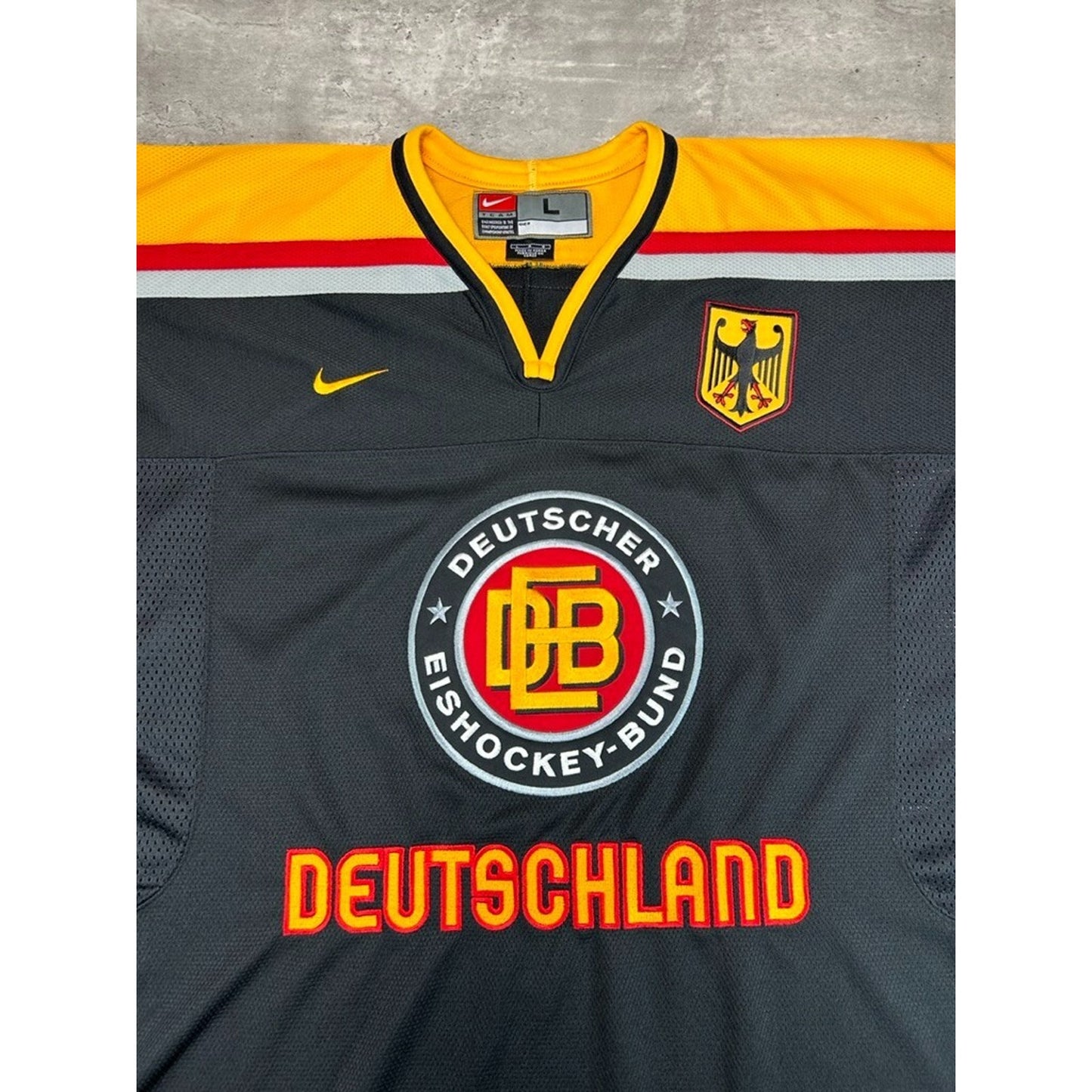 Vintage Germany Deutschland Nike Team Embroidered Hockey Jersey Size Large