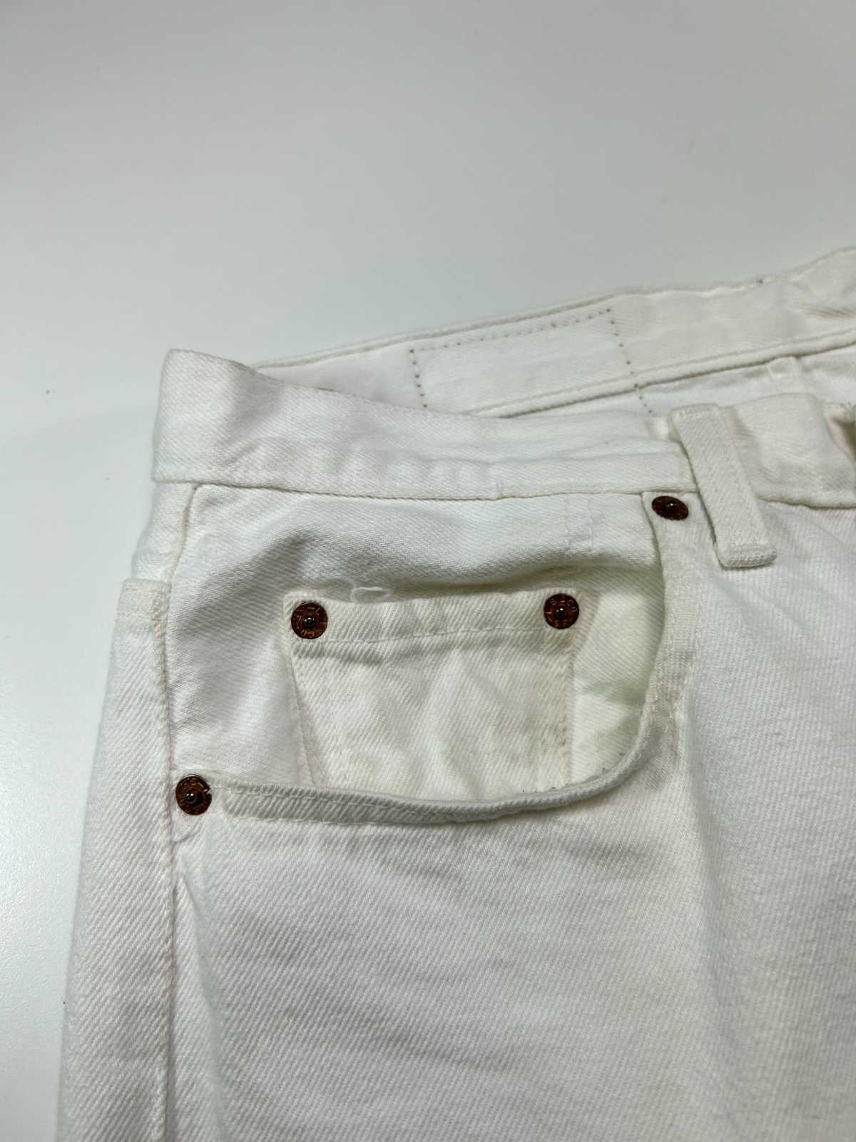 Vintage 90s Levis XX Red Tab 501 Button Fly White Denim Pants Size 34