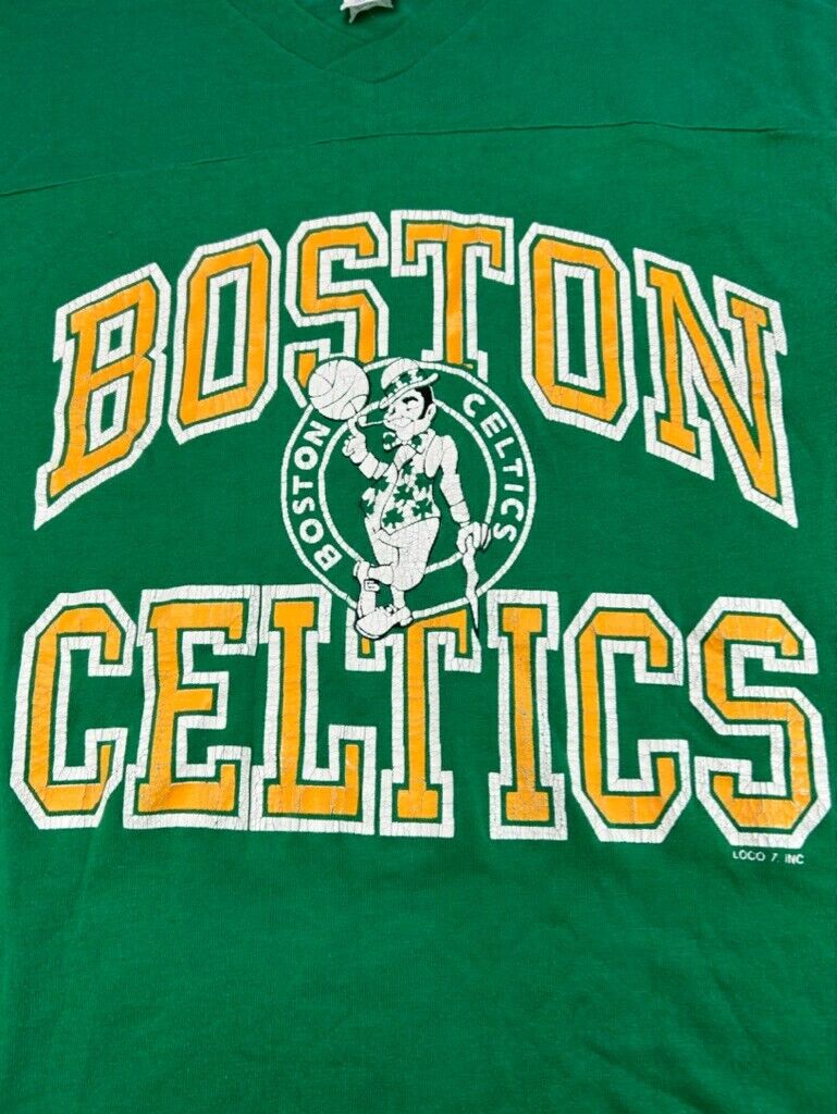 Vintage 80s/90s Boston Celtics NBA Jersey Style Basketball T-Shirt Size XL Green