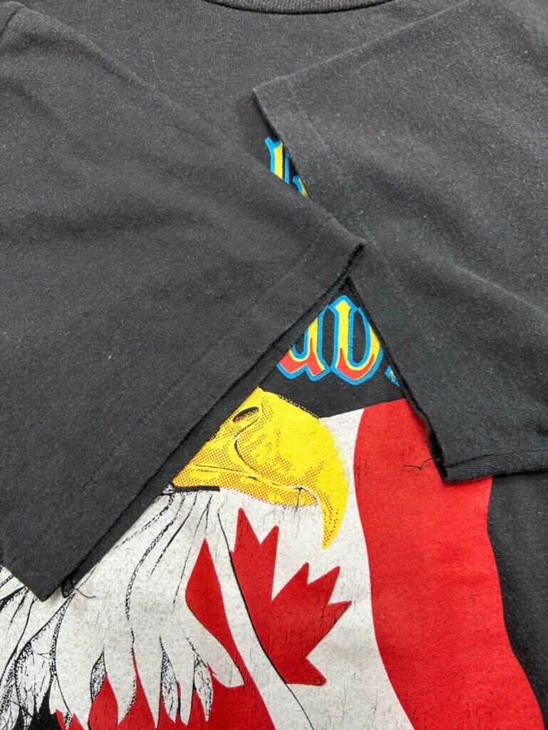 Vintage 70s/80s Harley Davidson Bald Eagle Canada Graphic T-Shirt Size XL Black