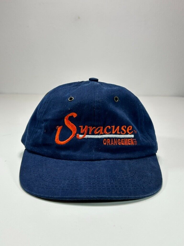 Vintage 90s Syracuse Orangemen NCAA Collegiate Spell Out Strapback Hat OSFA Blue