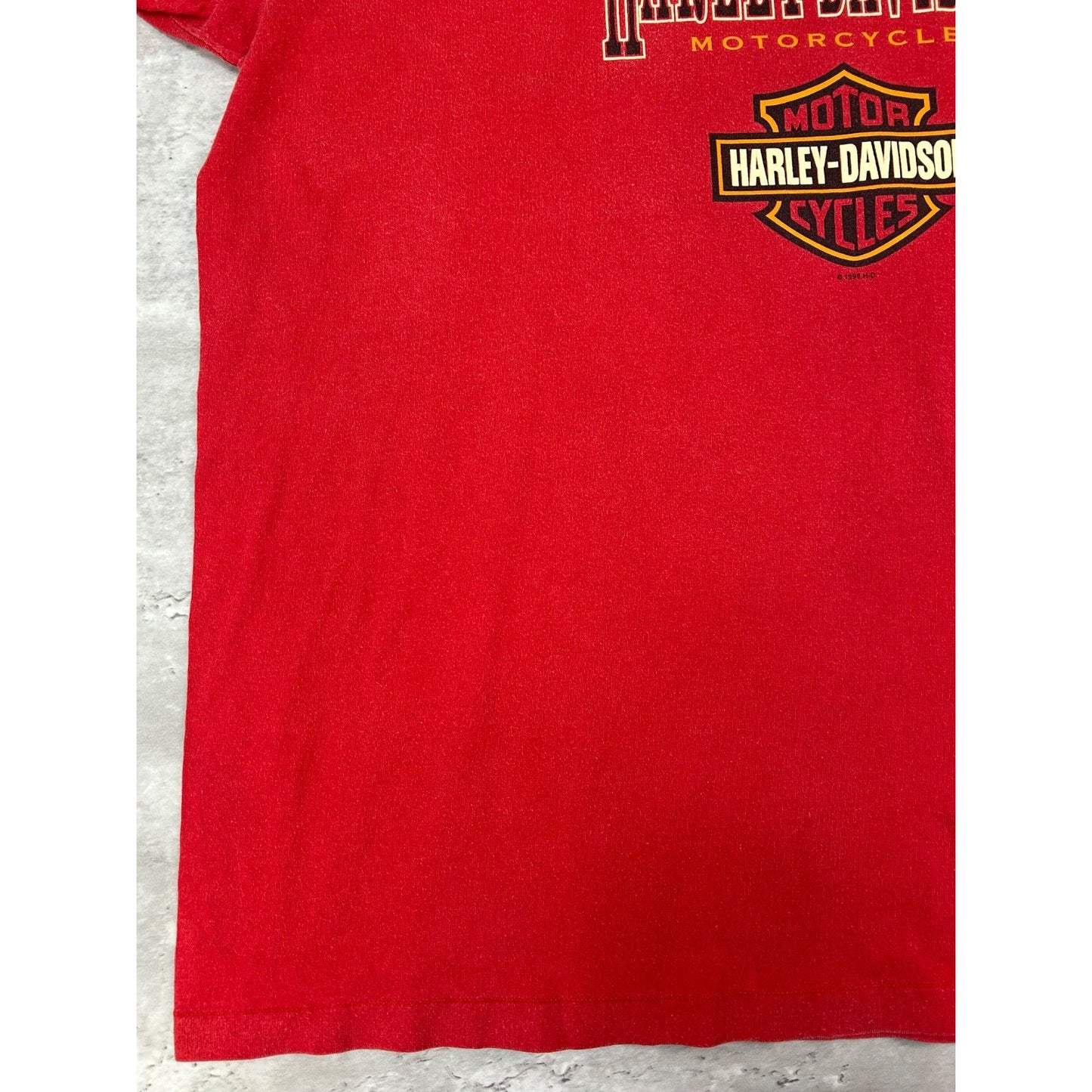 Vintage 1996 Harley Davidson Graphic Spellout Logo T-Shirt Size 2XL Red