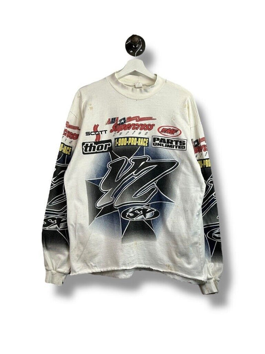 Vintage 90s AMA Supercross Long Sleeve Motocross Jersey T-Shirt Size XXL White