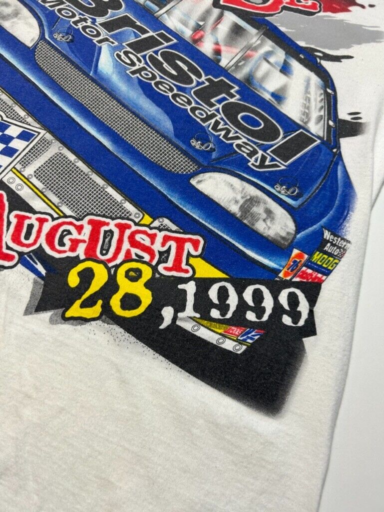 Vintage 1999 Nascar Goodys 500 Racing All Over Print T-Shirt Size Large White