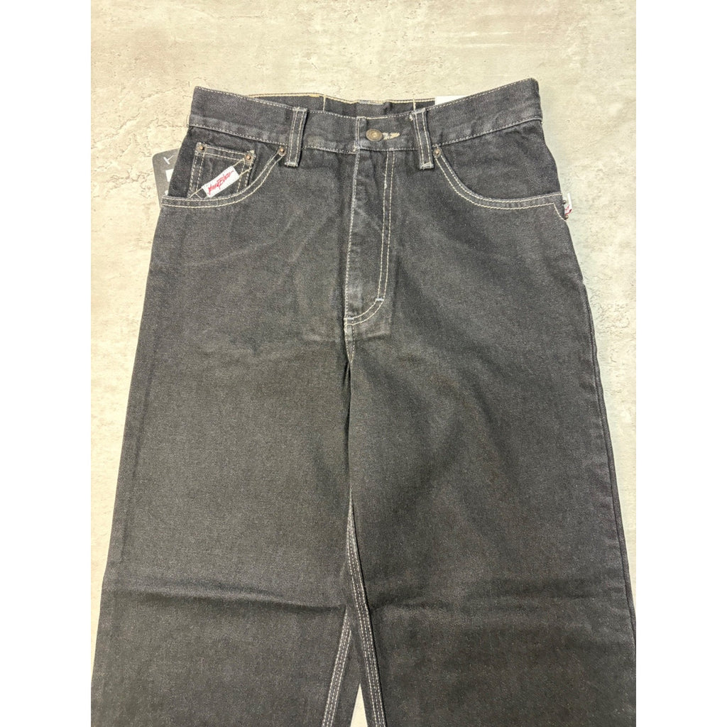 Vintage Y2K Womens Johnny Blaze Embroidered Script Black Wash Denim Pants