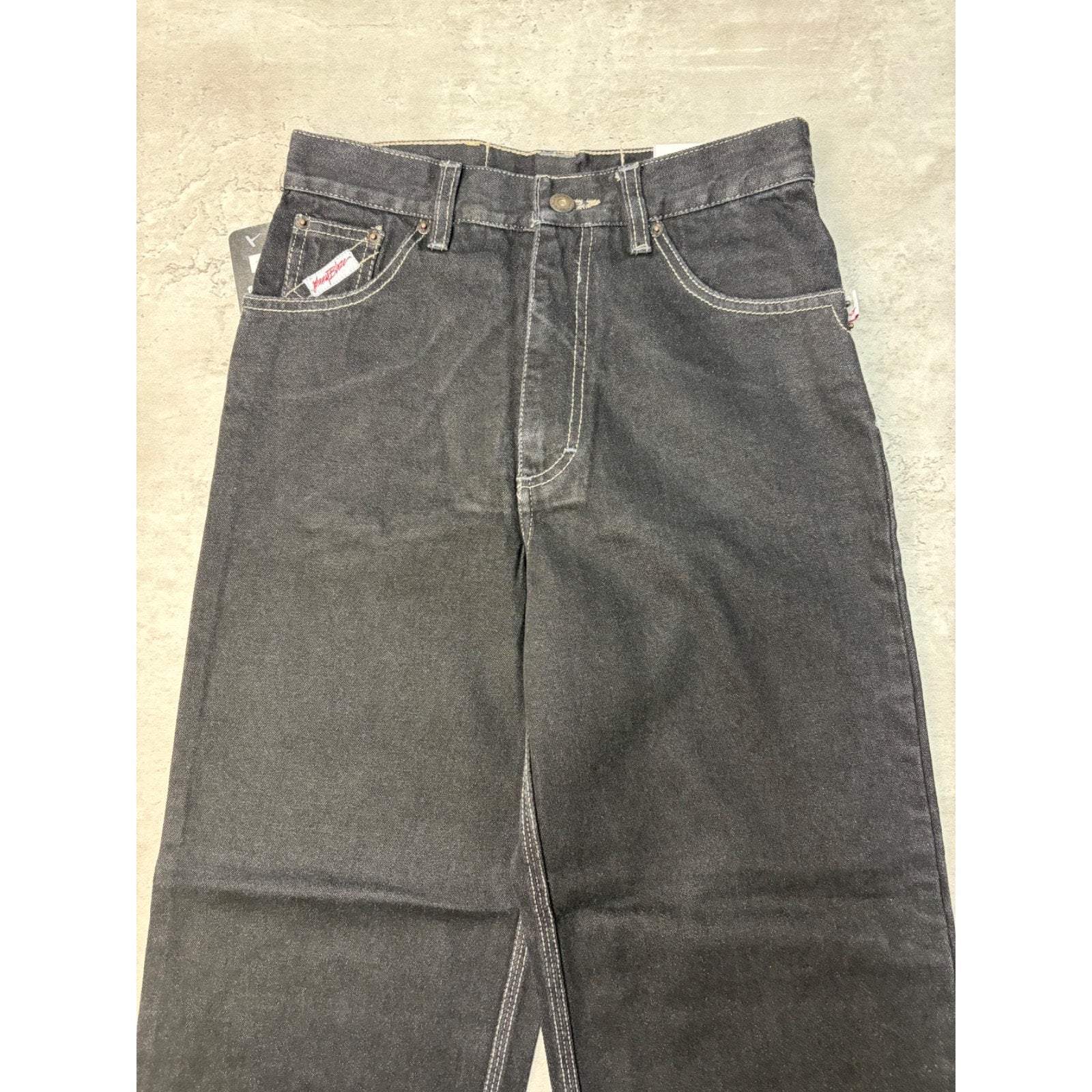 Vintage Y2K Womens Johnny Blaze Embroidered Script Black Wash Denim Pants