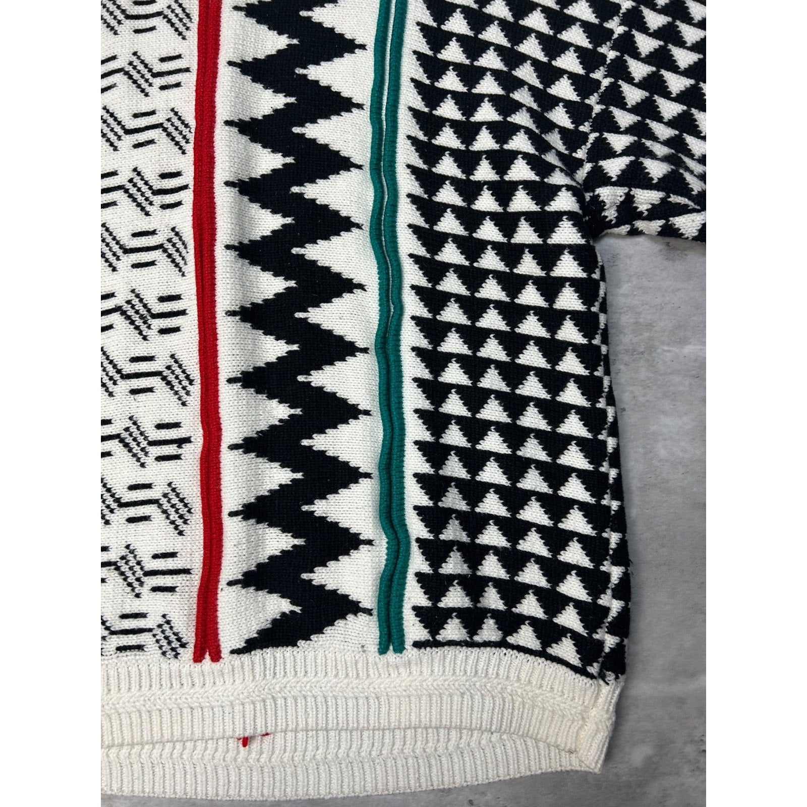 Vintage 90s Concrete Abstract Striped Pullover Knit Sweater Size Large