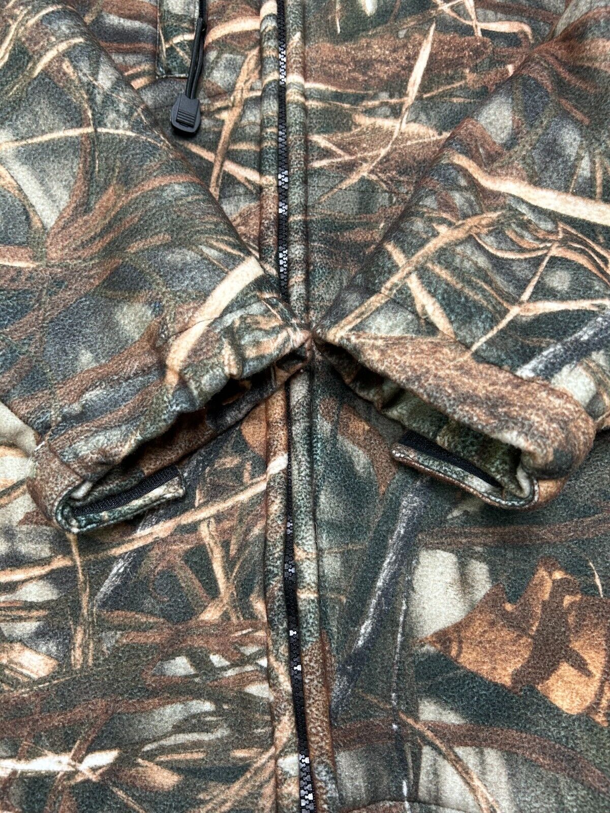 Vintage Ducks Unlimited Swamp Camo Full Zip Fleece Hunting Jacket Size Large