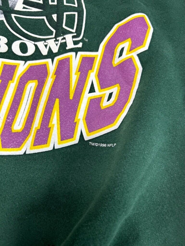 Vintage 1996 Green Bay Packers NFL Super Bowl XXXI Helmet Sweatshirt Size XL