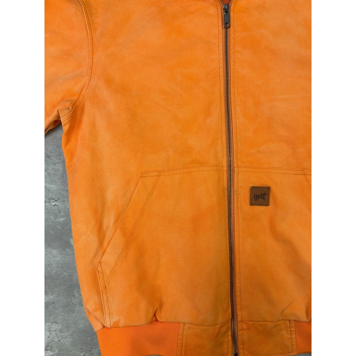 GOLF Workwear Style Canvas Full Zip Hooded Bomber Jacket Size Medium Orange