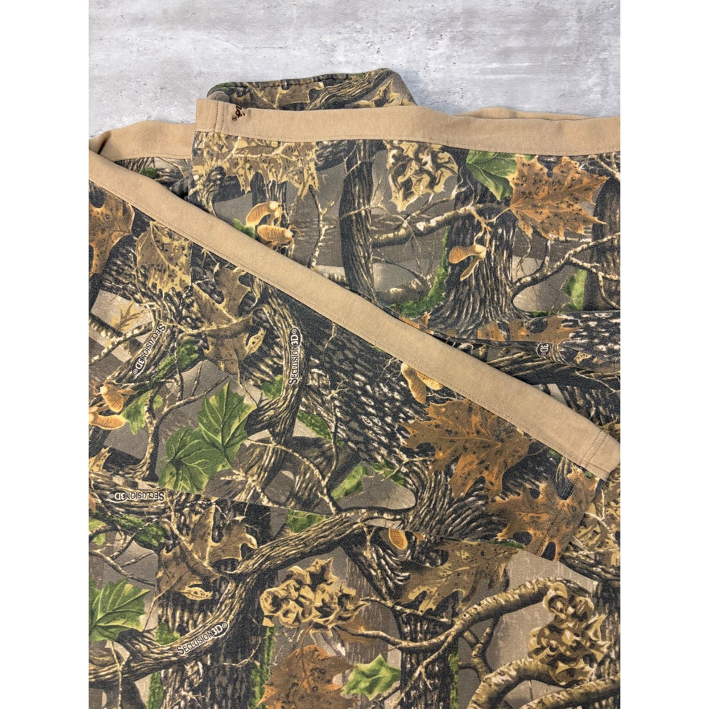 Vintage Cabela's Seclusion 3D Camo 1/4 Zip Mockneck Sweatshirt Size 2XL