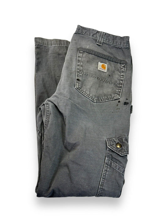 Carhartt Ripstop Work Wear Double Knee Cargo Pants Size 32W Gray