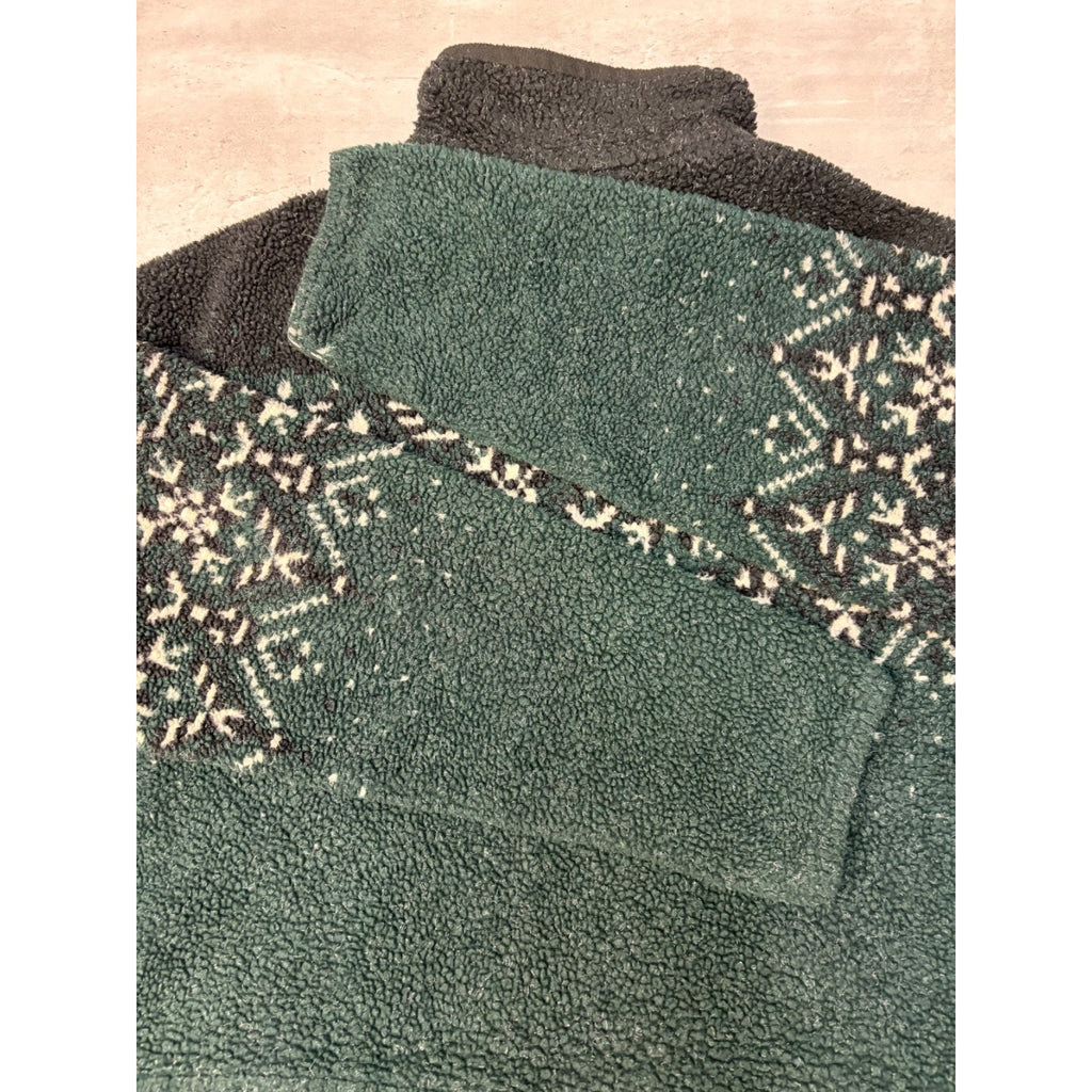 Vintage Snowflake Print Full Zip Fleece Sweater Size XL