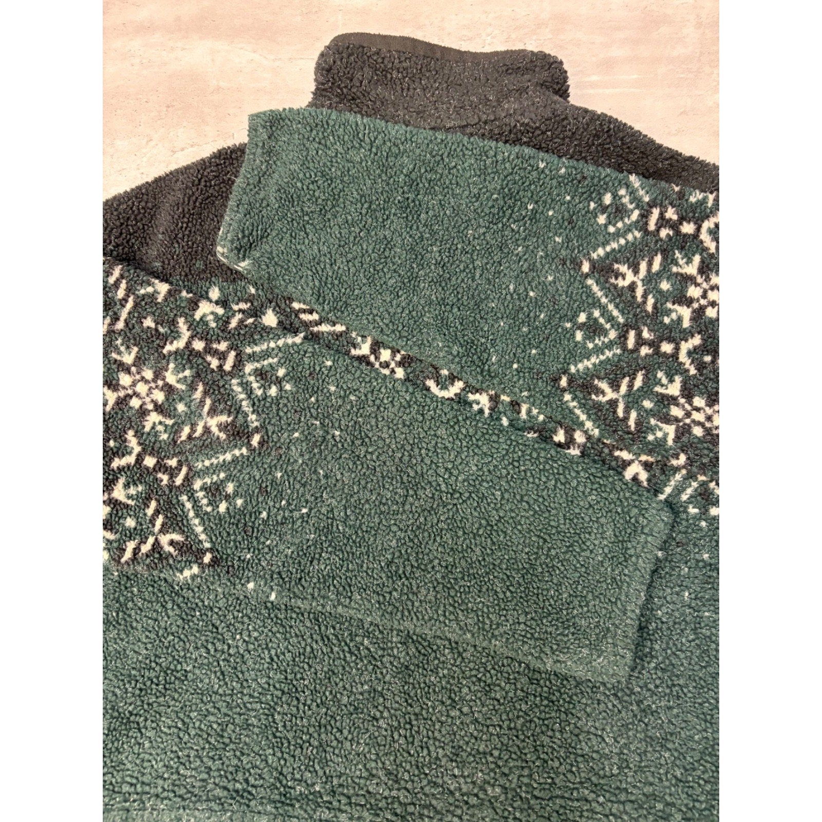 Vintage Snowflake Print Full Zip Fleece Sweater Size XL