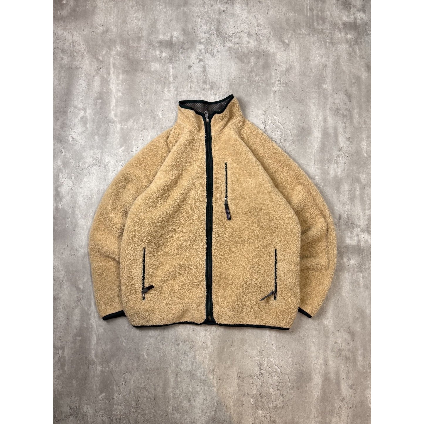 Vintage 90s Patagonia Oatmeal Deepile Full Zip Fleece Sweatshirt Size 2XL