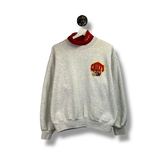 Vintage 90s Kanas City Chiefs NFL Embroidered Turtle Neck Sweatshirt Size Large