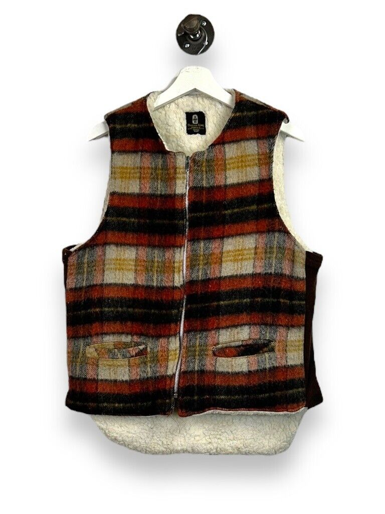 Vintage 70s/80s Thermo-King Sherpa Lined Plaid Vest Jacket Size Medium