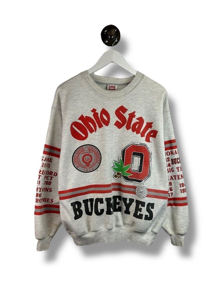 Vintage 1991 Ohio State Buckeyes NCAA AOP Graphic Sweatshirt Size Large Gray