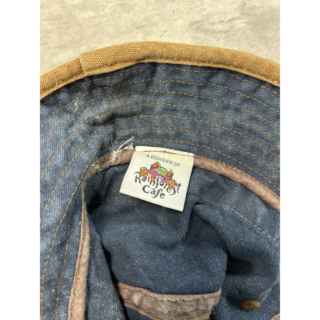 Vintage Rain Forest Cafe Dark Wash Denim Bucket Hat OSFA Blue