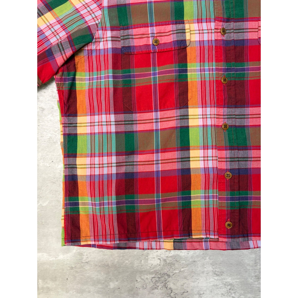 Vintage Polo Ralph Lauren Double Pocket Plaid Cropped Button Up Shirt Size XL