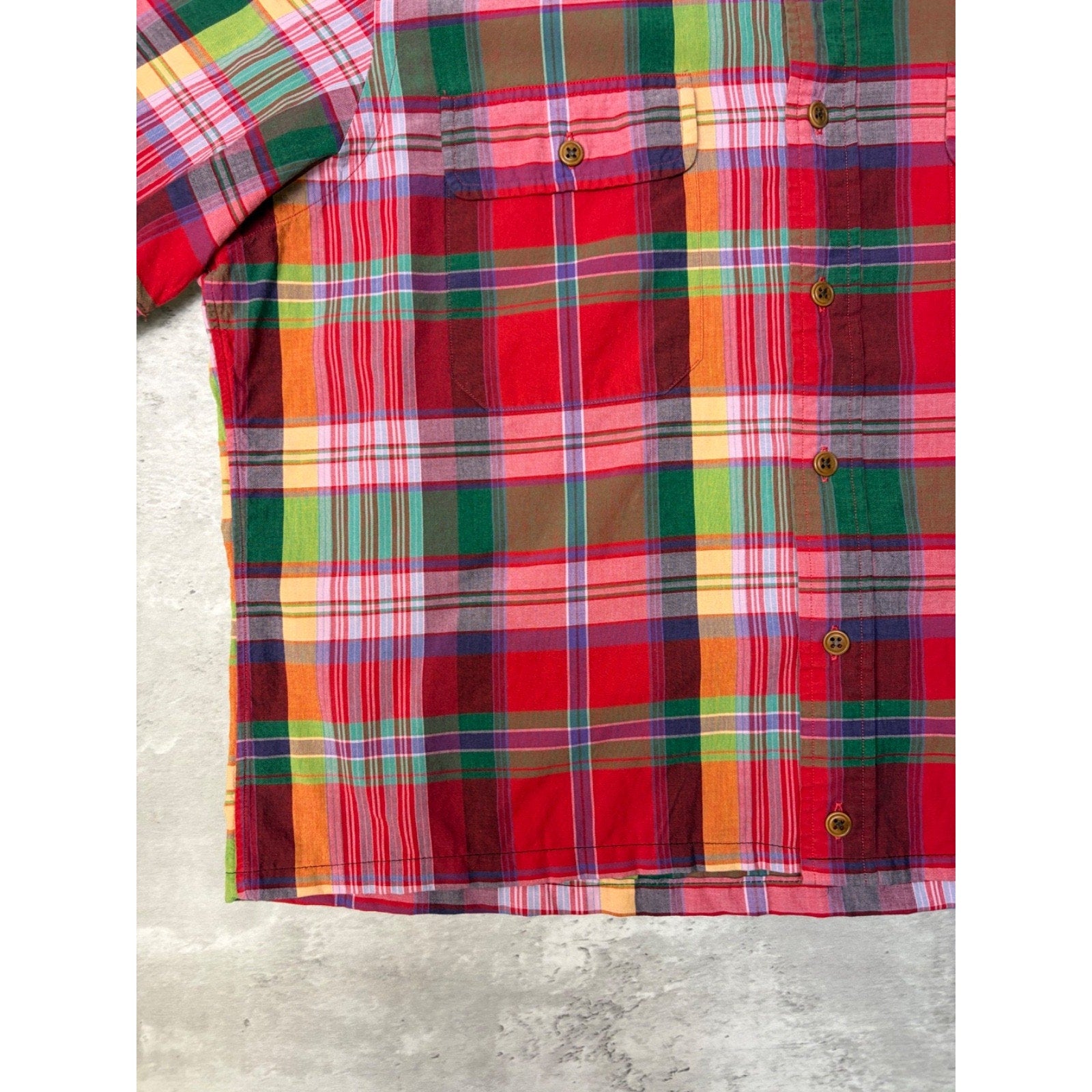 Vintage Polo Ralph Lauren Double Pocket Plaid Cropped Button Up Shirt Size XL