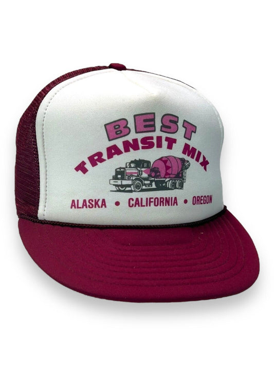 Vintage 80s Best Transit Mix Cement Truck Graphic Trucker Snapback Hat OSFA