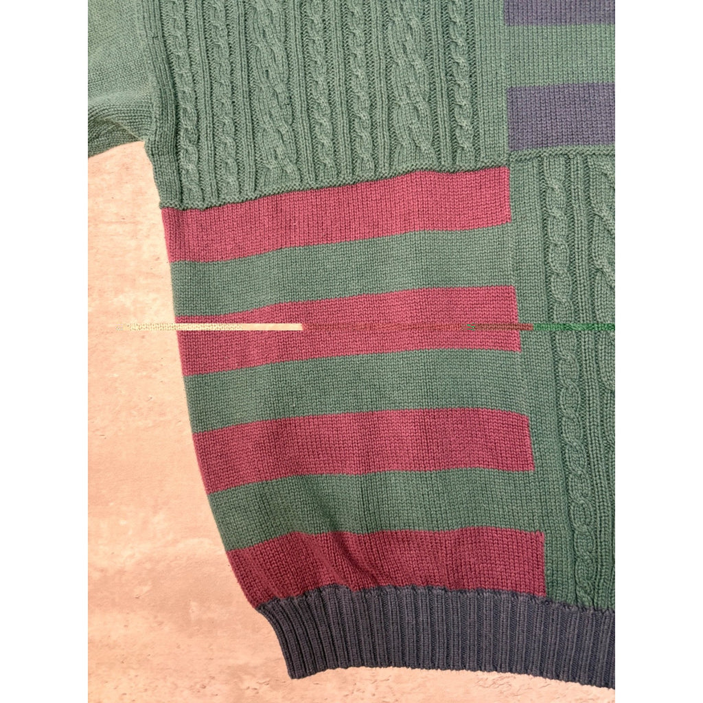 Vintage IZOD Four Panel Textured Pullover Ribbed Knit Sweater Size Large