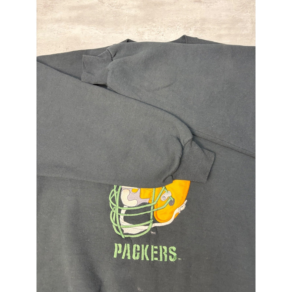 Vintage Green Bay Packers NFL Helmet Patch Graphic Football Sweatshirt Size XL