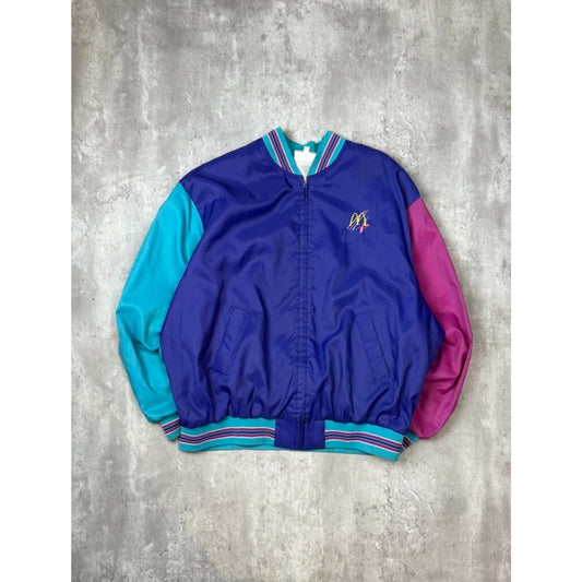 Vintage 1980s McDonalds Embroidered Logo Nylon Bomber Jacket Size XL