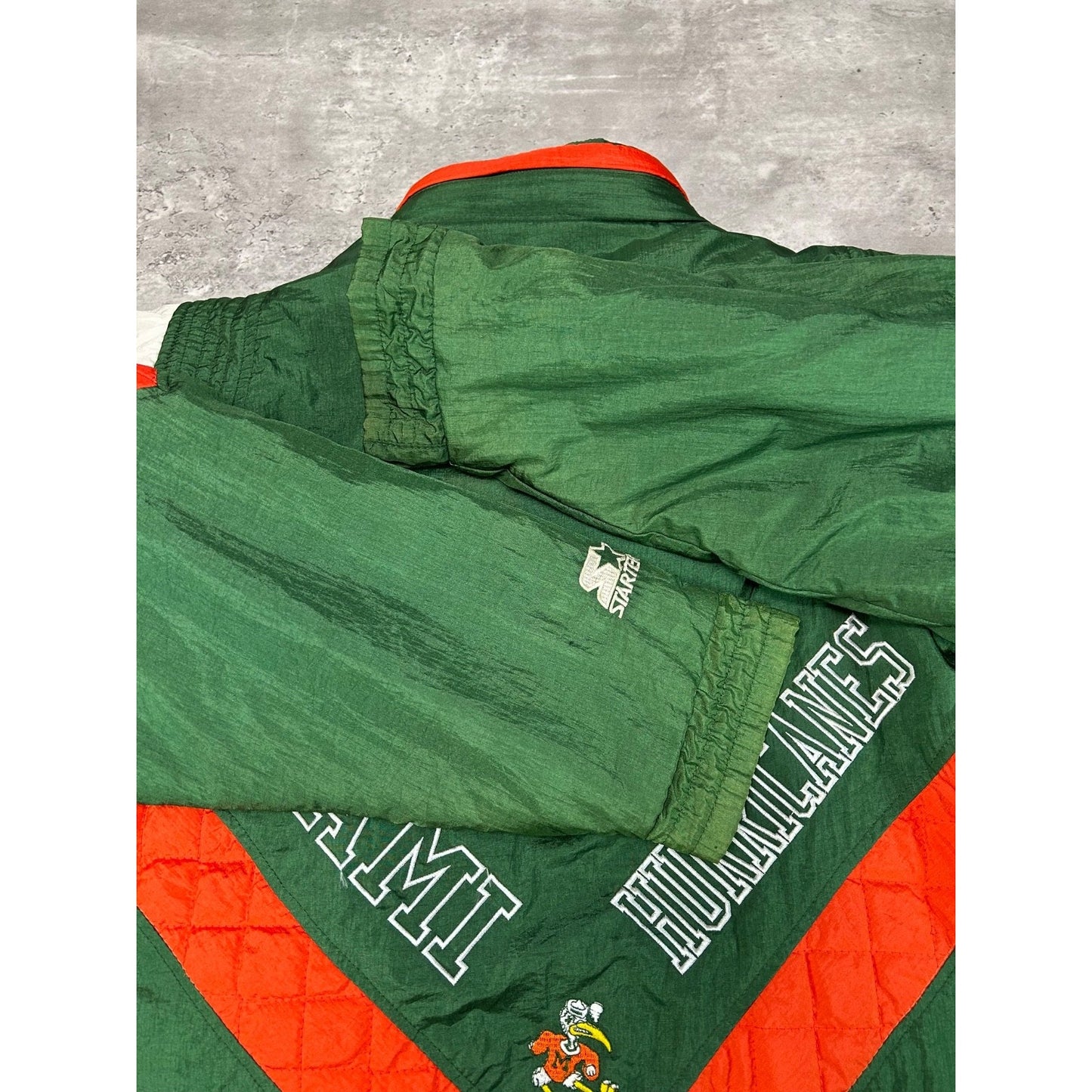 Vintage 90s Miami Hurricanes NCAA Insulated Full Zip Starter Jacket Size XL