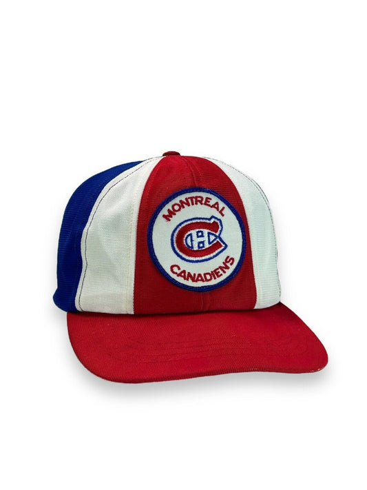 Vintage 80s Montreal Canadiens NHL Embroidered Patch Logo Snapback Hat OSFA