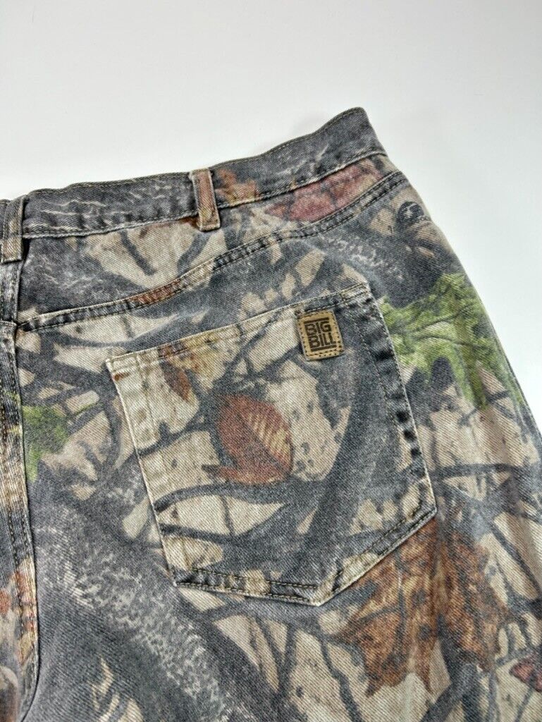 Vintage Big Bill Fleece Lined Wood N Trail Tree Camo Hunting Pants Size 36