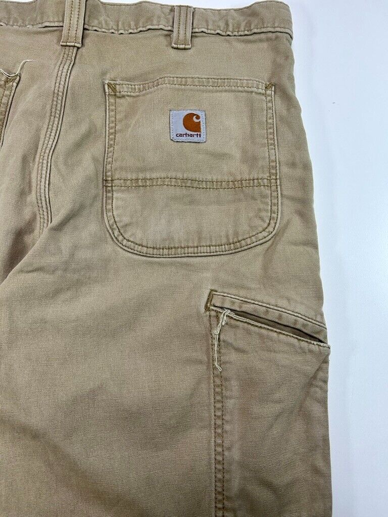 Carhartt Relaxed Fit Canvas Work Wear Five Pocket Pants Size 35W Beige