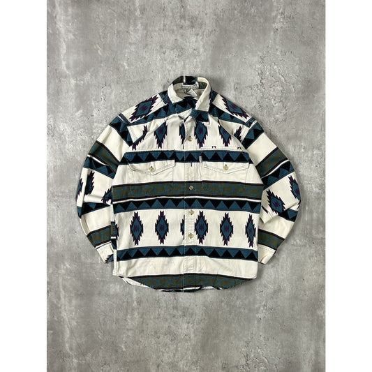Vintage Arizona Aztec Western Style Long Sleeve Button Up Shirt Sz Medium YOUTH