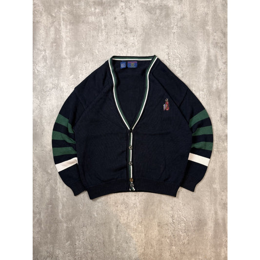 Vintage 90s Golf Classics Embroidered Cardigan Knit Sweater Size Large