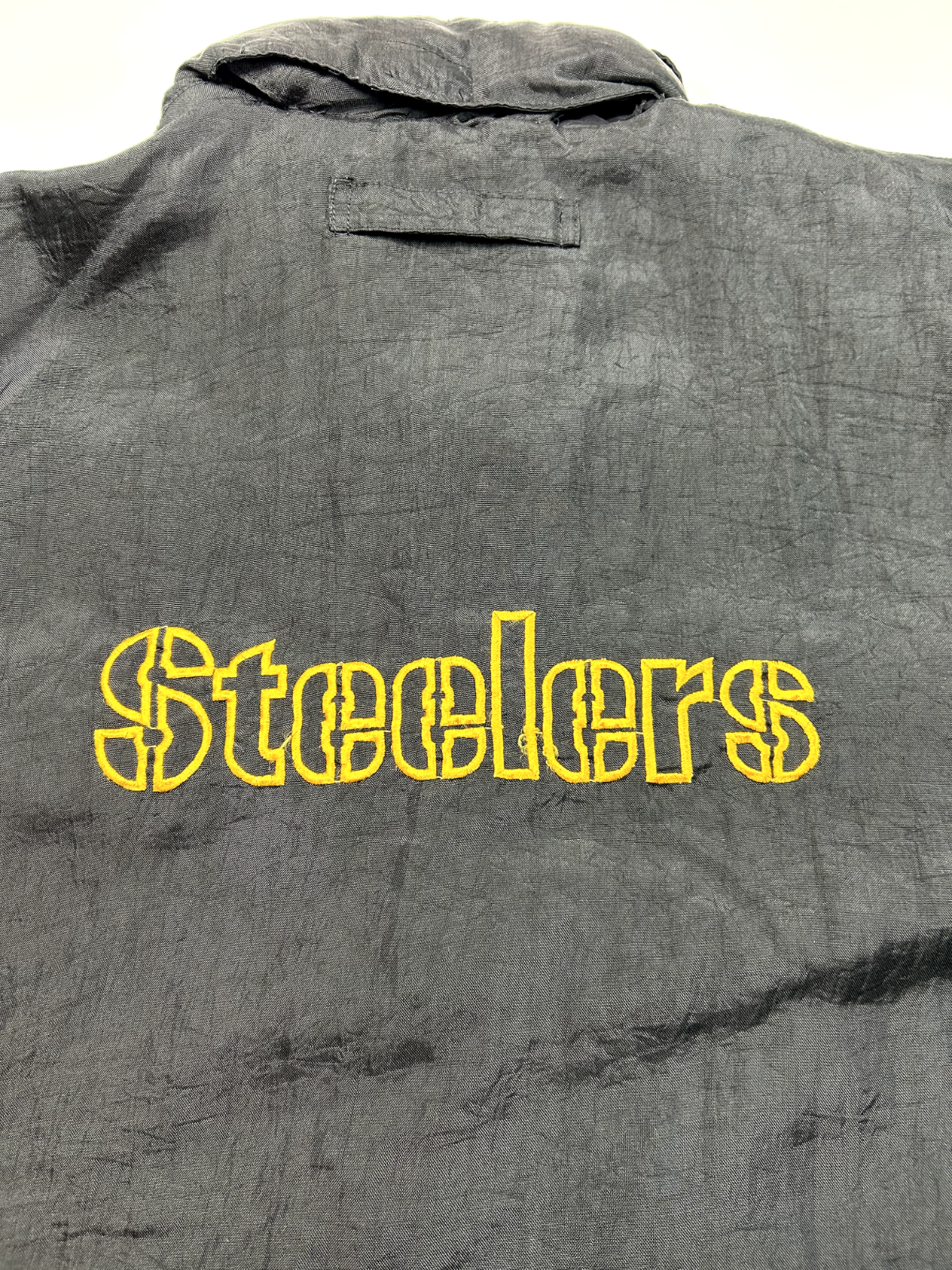 Vintage 90s Pittsburgh Steelers NFL Embroidered Spellout Nylon Jacket Size Small