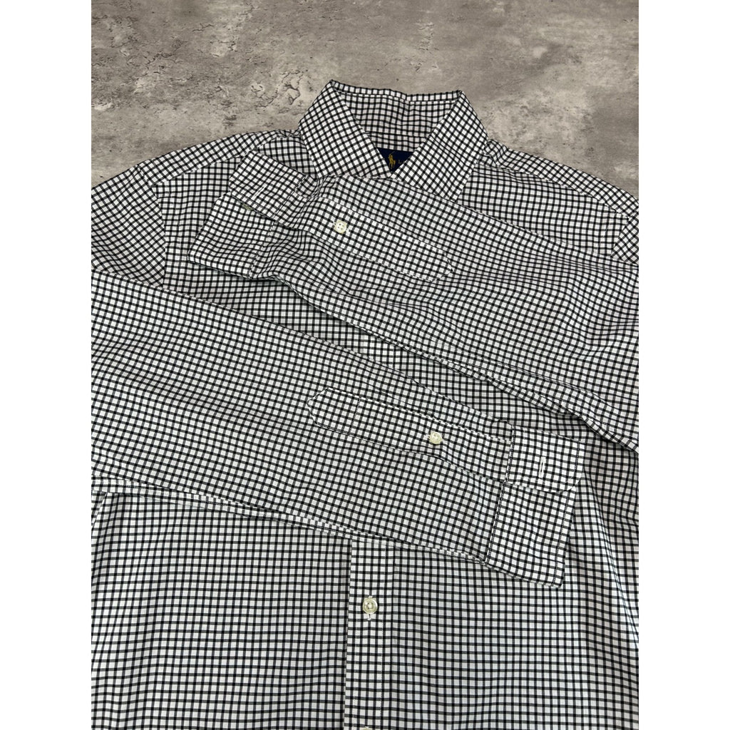 Polo Ralph Lauren Checkered Print Reworked Cropped Button Up Shirt Size Small
