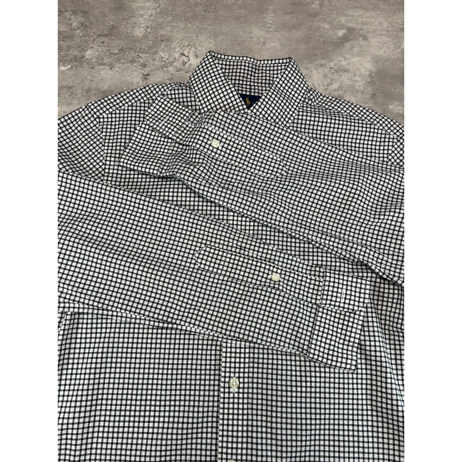Polo Ralph Lauren Checkered Print Reworked Cropped Button Up Shirt Size Small