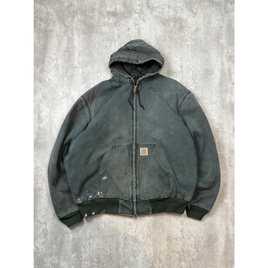Vintage Carhartt Quilted Lined Canvas Workwear Bomber Jacket Size 2XL